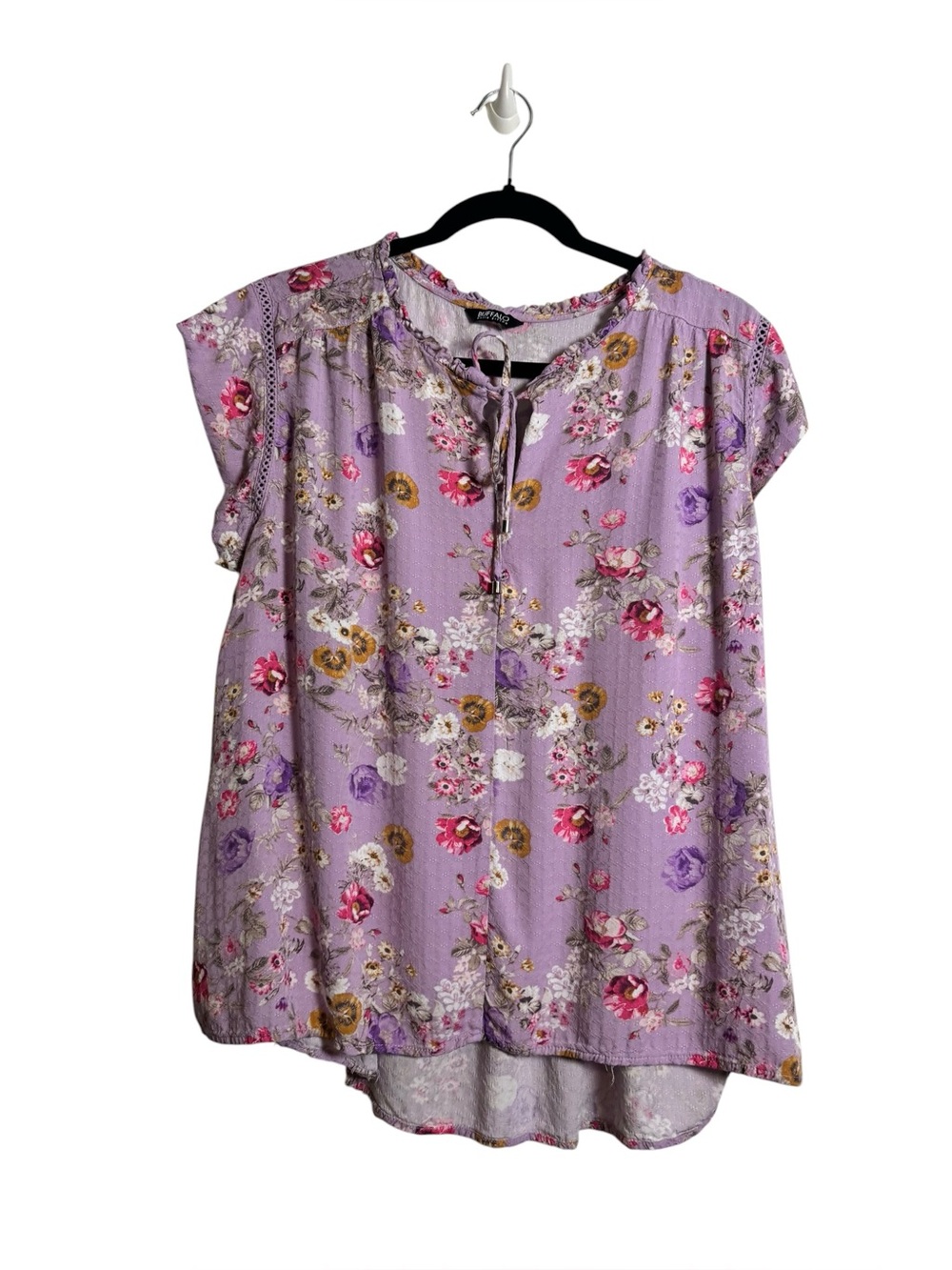 Buffalo David Bitton Lavender Floral Tie-Front Tunic sz L